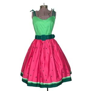 Collectif London Jade Watermelon Swing Dress UK 14 L NWT 37-32-open Pinup Retro